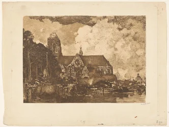 Gezicht op de Grote Kerk in Dordrecht