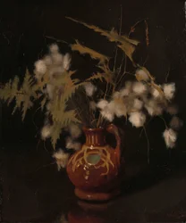 Pluizige bloemen in een kruik