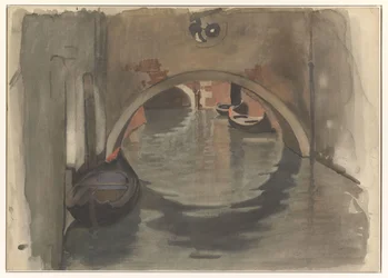 Gezicht onder een boogbrug te Venetië