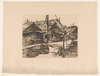 Pisangboom in een kampong in Buitenzorg