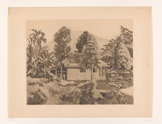 Woning in Bogor met een berg op de achtergrond