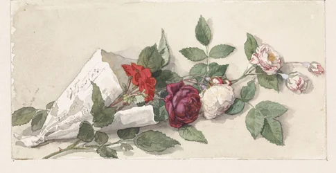 Boeket rozen en pelargonium