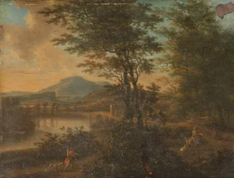 Italiaans landschap bij zonsondergang