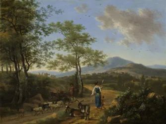 Italiaans landschap met herders