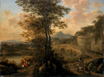 Italiaans Rivierlandschap met Stenen Brug