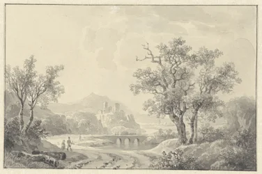 Landschap met ruïne in het verschiet