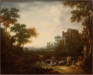 Landschap met ruïnes en figuren