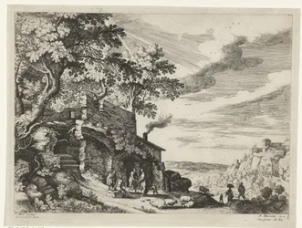 Herders bij een ruïne