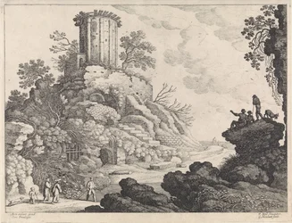 Landschap met de ruïne van een tempel