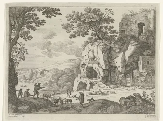 Landschap met een ruïne (Italiaanse landschappen)