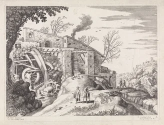 Landschap met een watermolen en de barmhartige Samaritaan