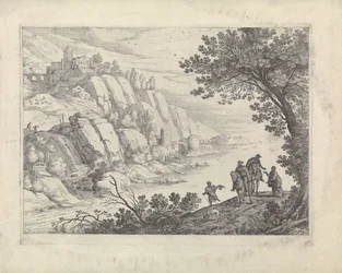 Ruiters en bedelaars in een landschap