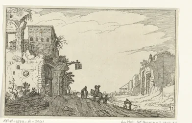 Weg tussen ruïnes
