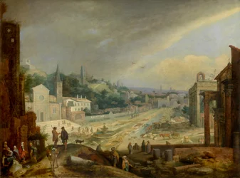 Uitzicht op het Campo Vaccino in Rome