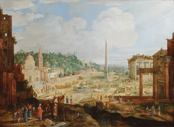 Rome, het Piazza del Popolo, ca. 1612 (olieverf op paneel)