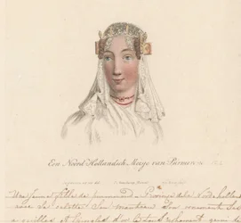 Hoofddracht van een meisje uit Purmerend, 1816