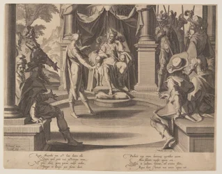 Alexander de Grote als rechter, plaat 10 uit Tronen van Gerechtigheid (Thronus Iustitiae)
