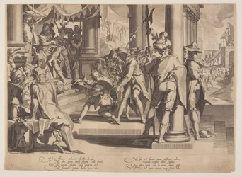 Allegorie van rechtvaardigheid, heiligheid van de wet, plaat 12 uit Tronen van rechtvaardigheid (Thronus Iustitiae)