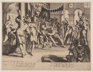 Rechter Bias die tranen vergiet, plaat 9 uit Thrones of Justice (Thronus Iustitiae)