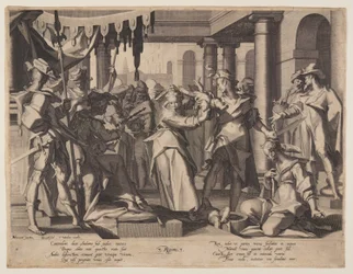 Oordeel van Salomo, plaat 2 uit Tronen van gerechtigheid (Thronus Iustitiae)