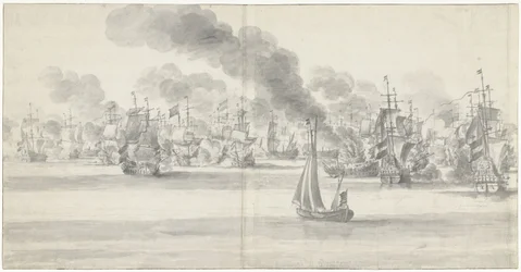 De Zeeslag voor Katwijk (linkerblad), 1653