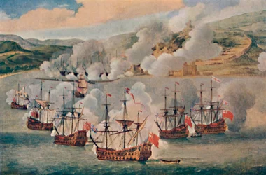 Zeeslag in een Haven, c. 1670