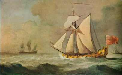 Het Cleveland-jacht op zee in een frisse bries, 1678