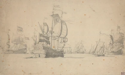 Een Nederlandse eskader vormt een gevechtslinie, mei 1672?, ca. 1672