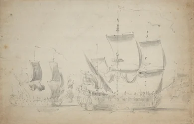Een Engelse tweedekker onder gemakkelijke zeil, ca. 1675