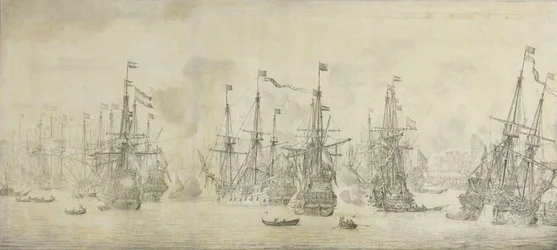 De mislukte aanval van de Engelsen op de terugvloot in de haven van Bergen