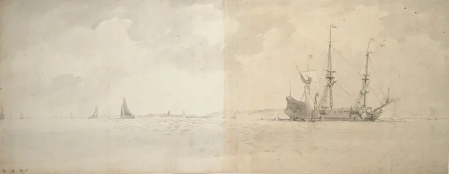 Een Nederlands oorlogsschip voor anker, ca. 1666