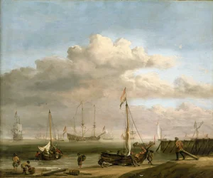 De Nederlandse kust naar Marsdiep en Den Helder, met vissersboten