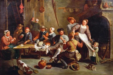 Interieur van een Herberg met Kaartspelers