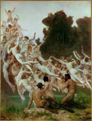 De Oreaden - nimfen van het bos (schilderij op hout)
