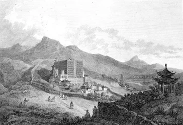 Een uitzicht op Poo-ta-la of Grote Tempel bij Zhe-hol in Tartary, gegraveerd door Benjamin Thomas Pouncy, uitgegeven door G. Nicol