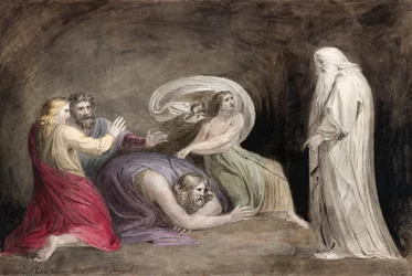 De heks van Endor roept de geest van Samuel op