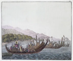 Gravure door P. Fumagalli, naar een schilderij van William Hodges