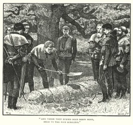 Robin Hoods dood en begrafenis (gravure)