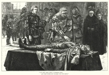 De drie kampioenen van Liddisdale (gravure)