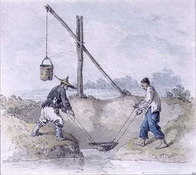 Chinese Arbeiders die Water Verzamelden
