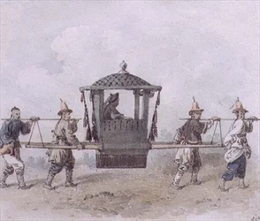 Chinese Dienaren die een Palankijn Dragen