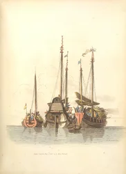 Drie schepen voor anker