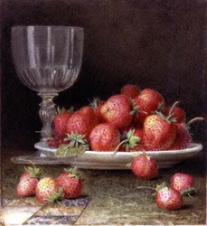 Aardbeien en een glas