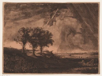 Drie bomen met bliksemschicht