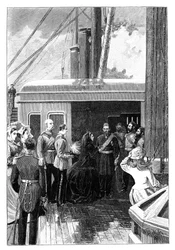 Koningin Victoria investeert Abdul Aziz, Sultan van Turkije, met de Orde van de Kousenband, 1867