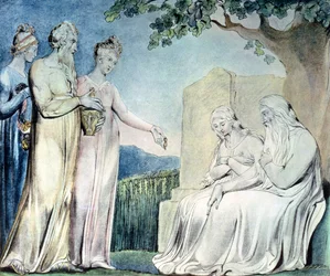 Illustraties van het Boek Job; Job accepteert liefdadigheid, 1825