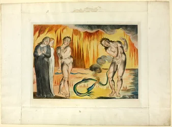 De Cirkel van de Dieven; Buoso Donati aangevallen door de Slang. Inferno, canto XXV