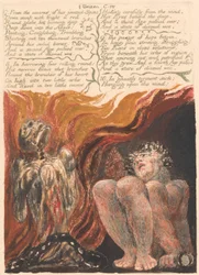 Het eerste boek van Urizen, plaat 10, "7. Uit de grotten van zijn gewrichtsgewricht..." (Bentley 11)