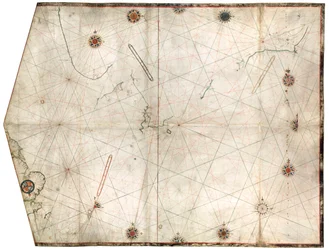 Portulaan kaart gemaakt door William Borough die het zeegebied van de Noordzee en de Oostzee toont, van de oostkust van Engeland tot de kop van de Golf van Zweden, c.1580