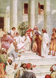 Jezus voor Pilatus gebracht